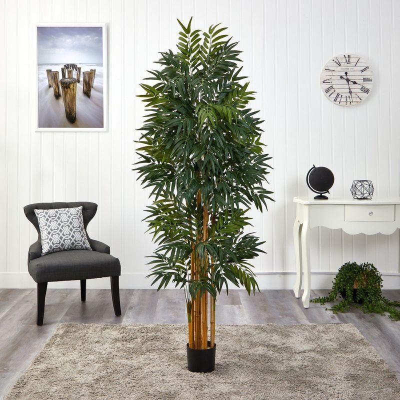 69" Green Silk and Plastic Potted Palm Floor Plant