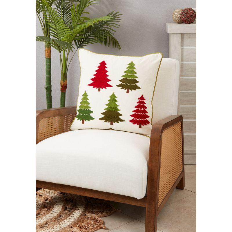 Cotton Embroidered Christmas Tree Throw Pillow Cover