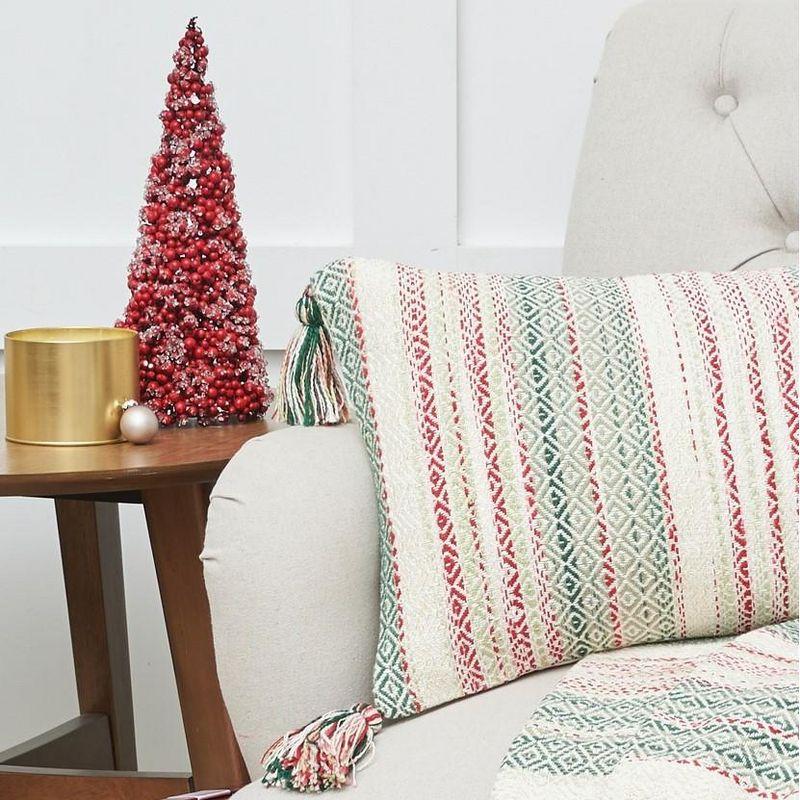 Cozy Nordic Christmas Red and Green Throw Pillow