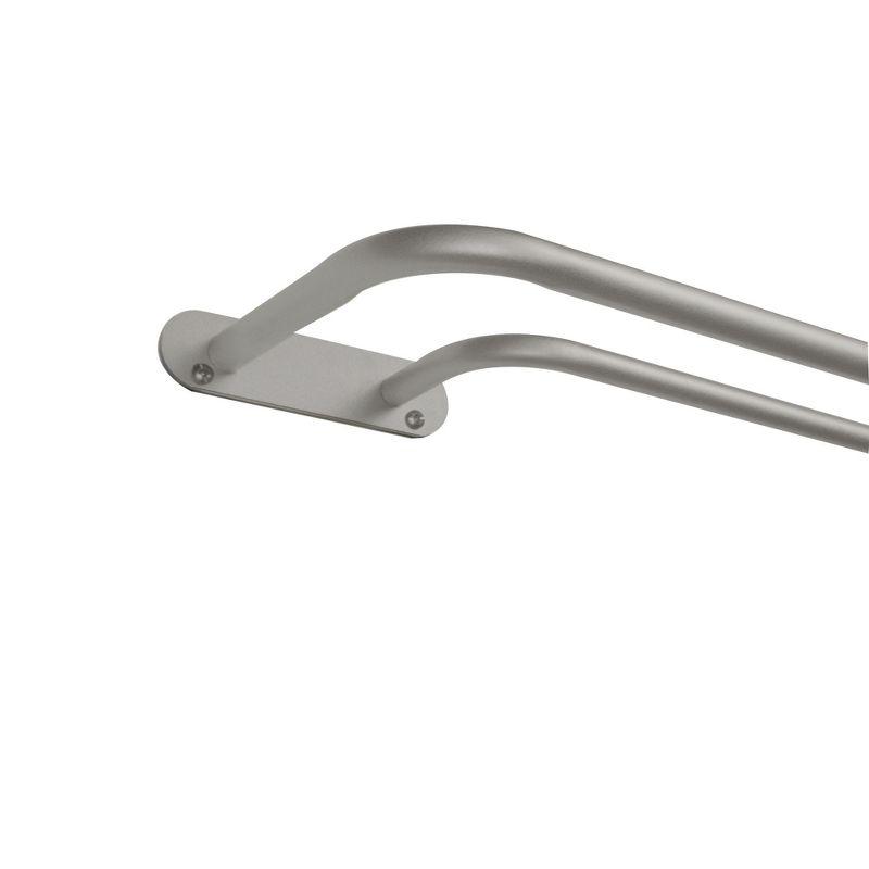 EXCLUSIVE HOME Fetter Wrap Around Double Curtain Rod, Matte Silver, 52"-72"