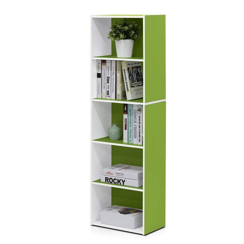 Furinno 5 Cube Reversible Storage Bookcase Open Shelf Organzier Horizontal Vertical,Green