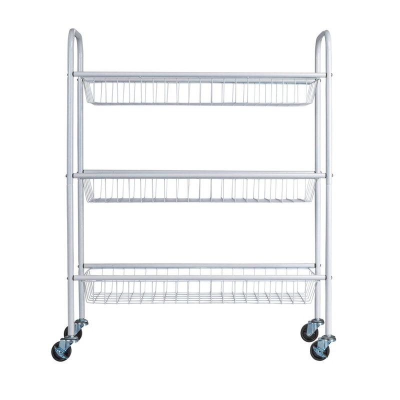 Chase White Steel Slim Utility Laundry Cart with Locking Casters