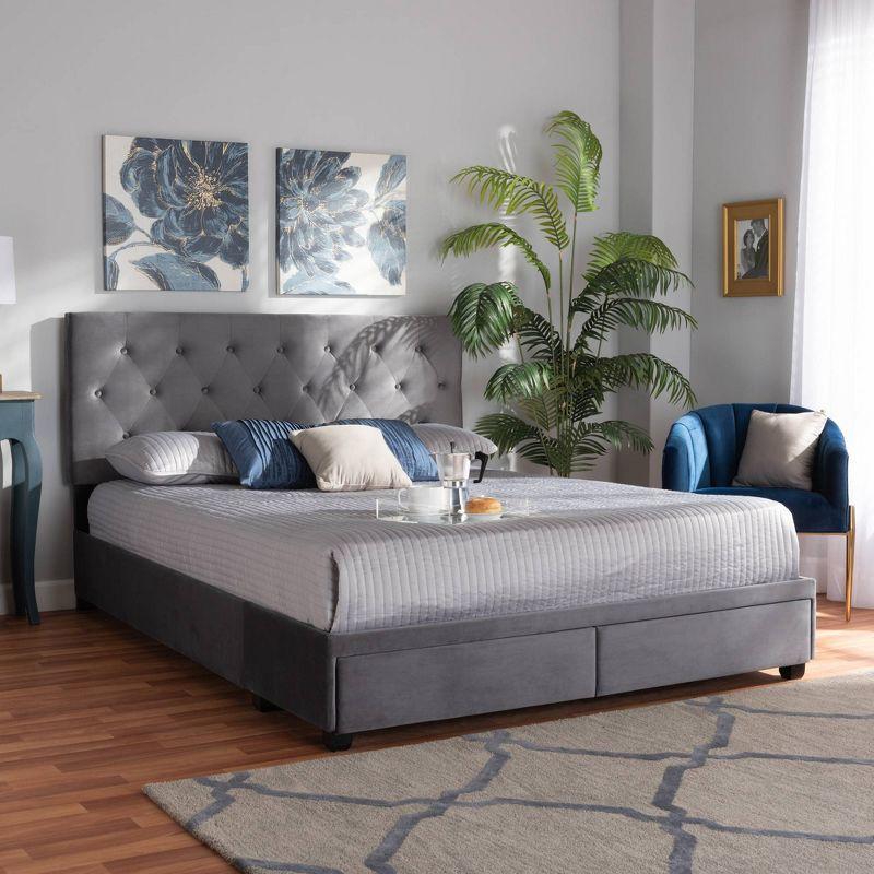 Caronia Velvet Upholstered 2 Drawer Platform Storage Bed - Baxton Studio