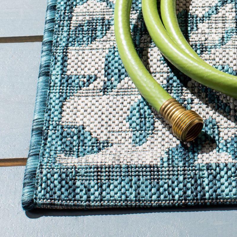 Courtyard CY8955 Power Loomed Indoor/Outdoor Area Rug - Grey/Blue - 6'7"x6'7" - Safavieh.