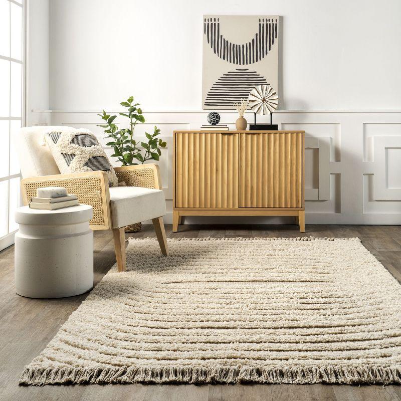 Arvin Olano x Rugs USA Riley Textured Shag Ivory Area Rug