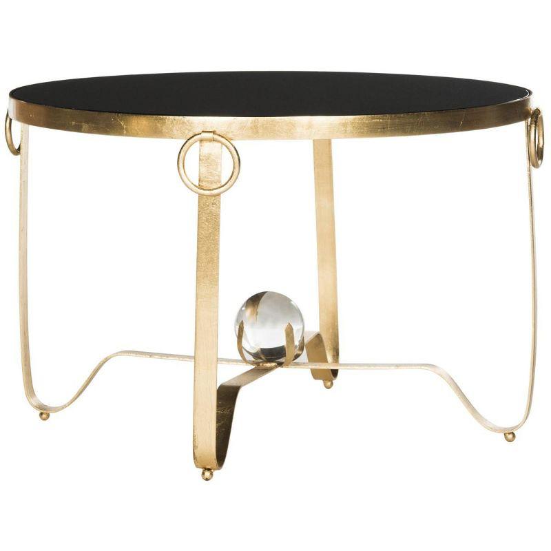 Elisha Transitional Round Coffee Table in Gold and Black Glass