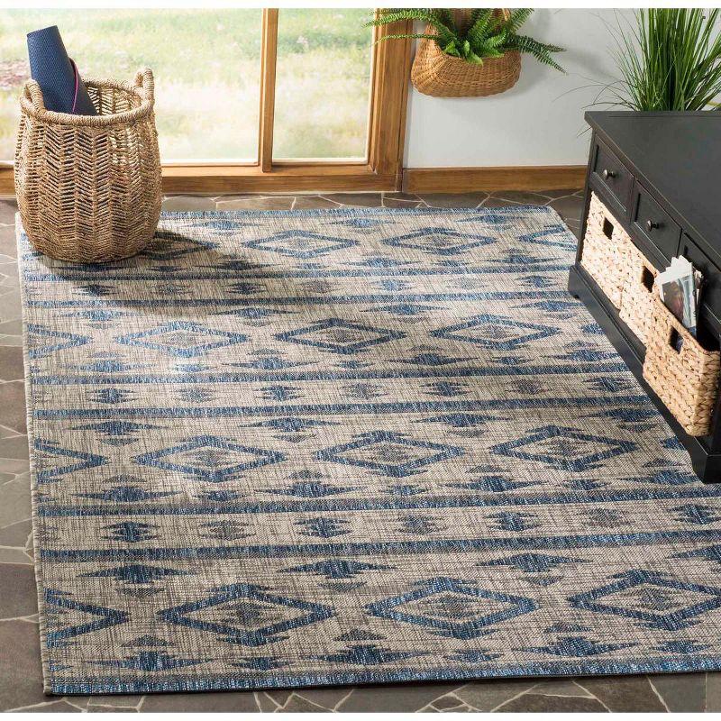 Courtyard CY8863 Power Loomed Indoor/Outdoor Area Rug - Grey/Navy - 8'x11' - Safavieh.