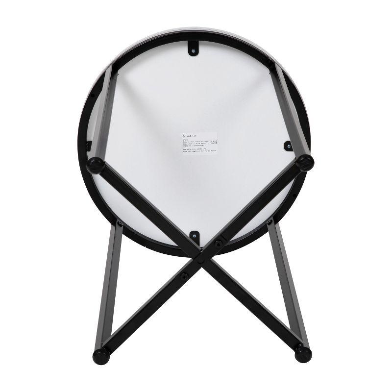 Elegant White Round Laminate Top End Table with Matte Black Metal Frame