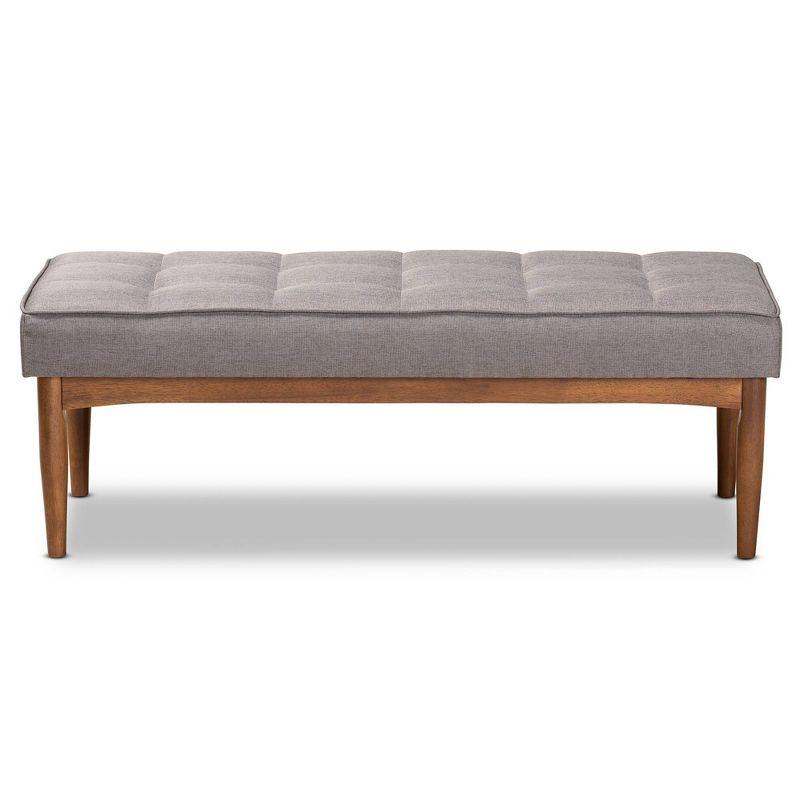 Walnut Brown and Gray Upholstered Dining Bench