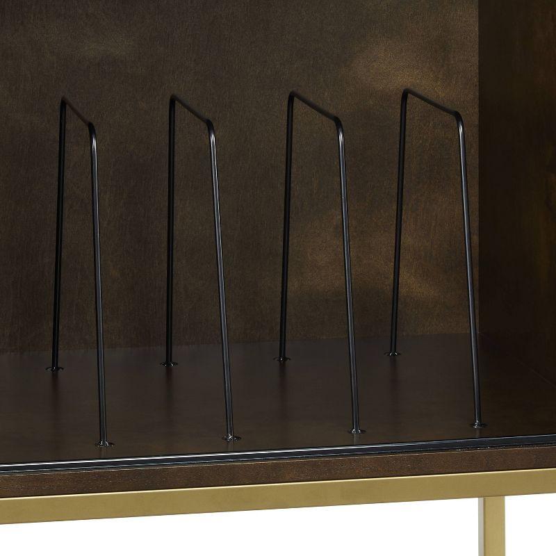 Byron Media Console Dark Brown/Gold - Crosley: Vinyl Storage Cabinet, Adjustable Shelves, Cable Management