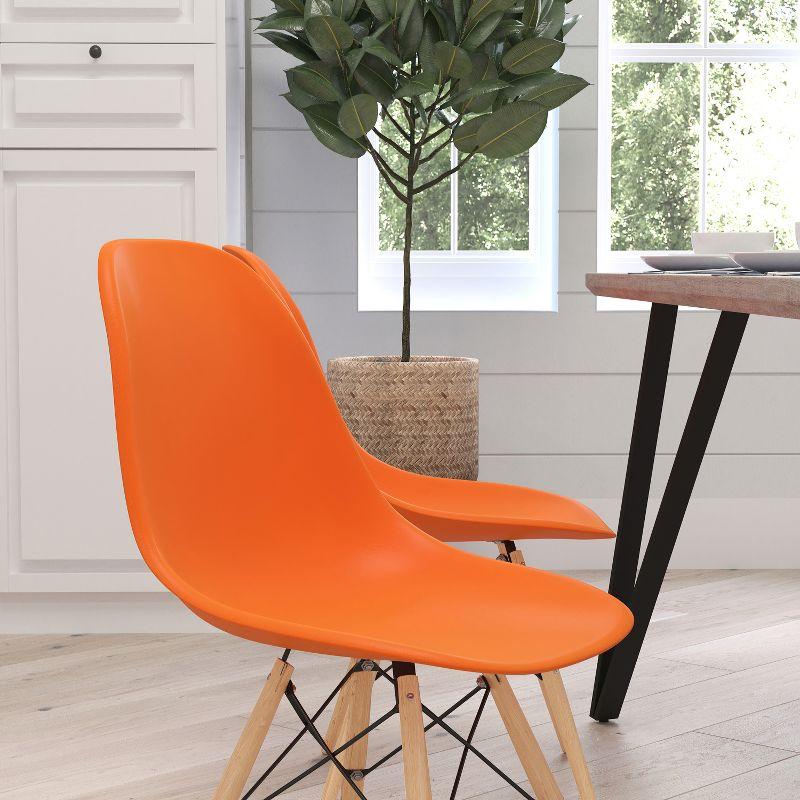 Merrick Lane Polypropylene Accent Chair with Metal Braced Wooden Legs