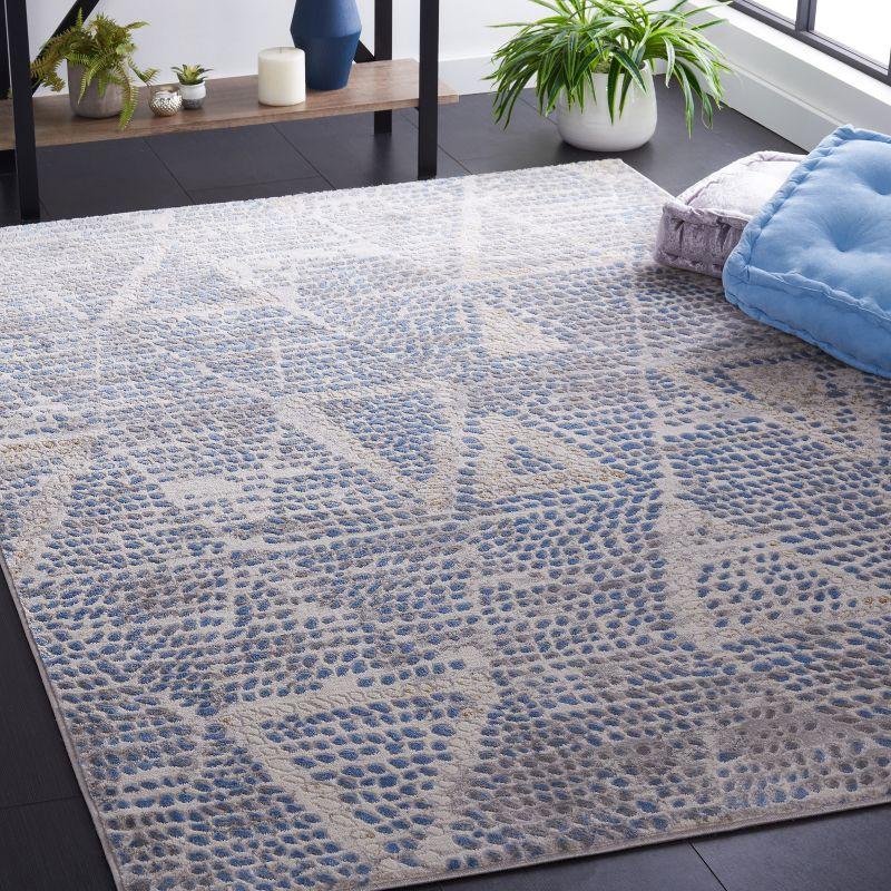 Palma Marlyne Hand-Knotted Blue Geometric 9' x 12' Area Rug