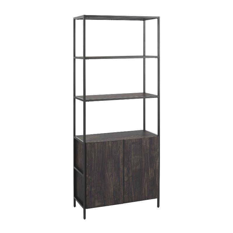 80.5" Jacobsen Large Etagere Brown Ash - Crosley: Industrial Style, 5-Shelf Storage, Steel Frame