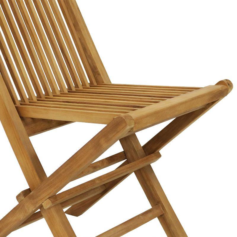 Sunnydaze Outdoor Solid Teak Wood with Stained Finish Hyannis Folding Dining Chairs - Light Brown