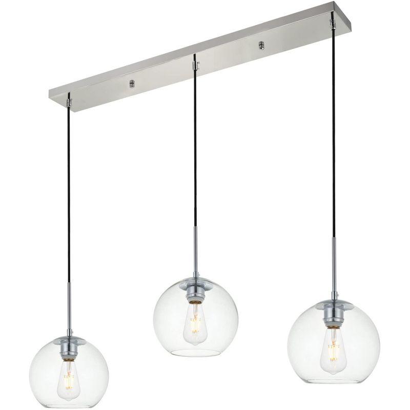 Elegant Lighting Baxter 3 Lights Black Pendant With Clear Glass