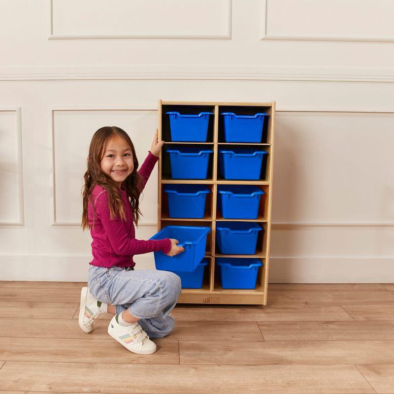 ECR4Kids 10 Cubby School Storage Cabinet - Rolling Cabinet with Tray Slots