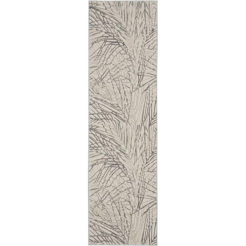 Nourison Rustic Textures Modern Palm Indoor Area Rug Ivory/Grey 2'2" x 7'6"