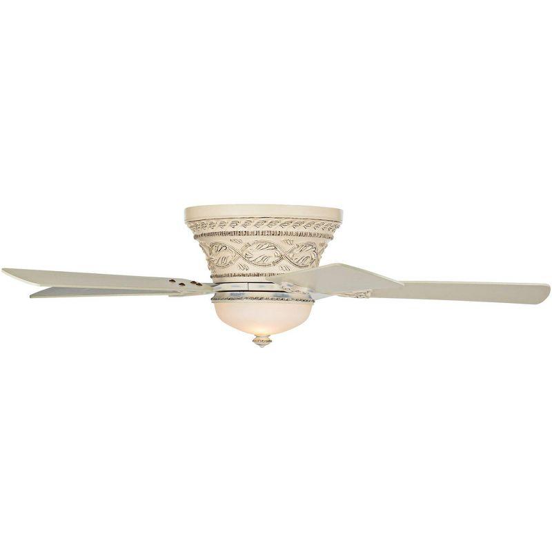 Casa Vieja 52" Ancestry Vintage Antique Indoor Ceiling Fan 5 Blade LED Light Remote Control French White Finish Bedroom Living Room Kitchen Hugger