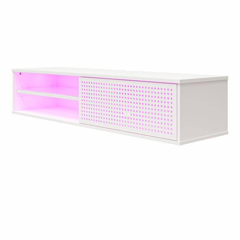 Glitch Floating TV Stand for TVs up to 60" White - NTENSE: Modern Media Console, MDF, 95 lbs Capacity