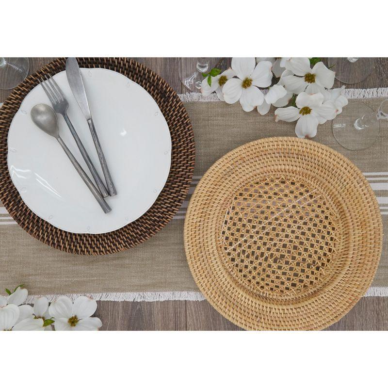 Handcrafted Natural Rattan Round Charger Plates, Set of 4