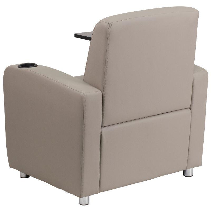 Modern Gray LeatherSoft Guest Chair with Swivel Tablet Arm