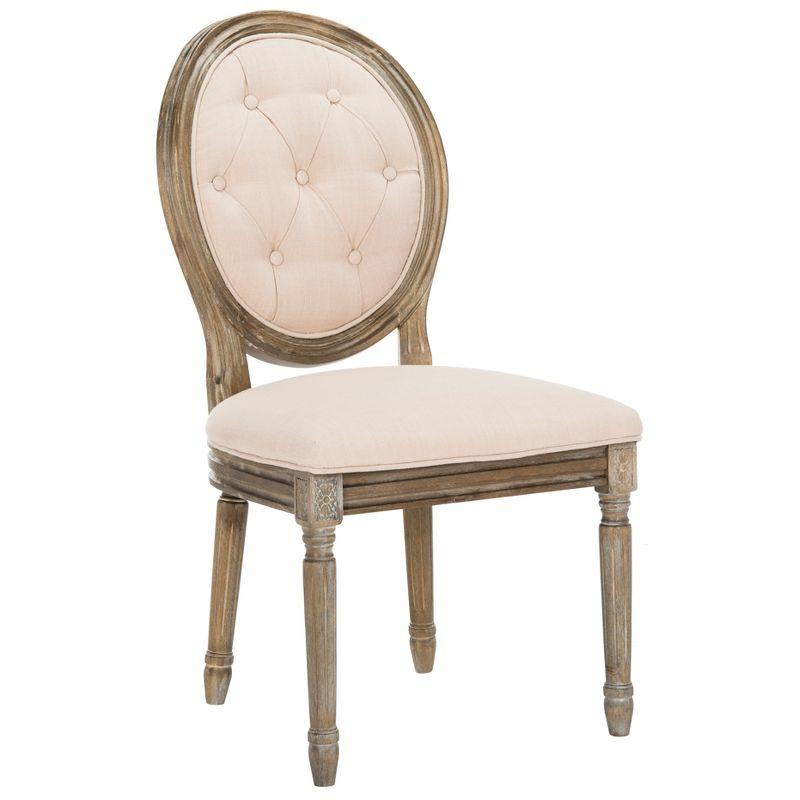 Holloway Tufted Oval Side Chair (Set of 2) - Beige/Rustic Oak - Safavieh