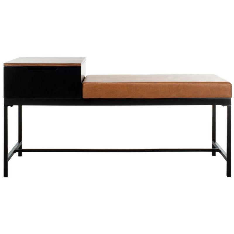 Maruka Bench with Storage - Brown/Brown - Safavieh