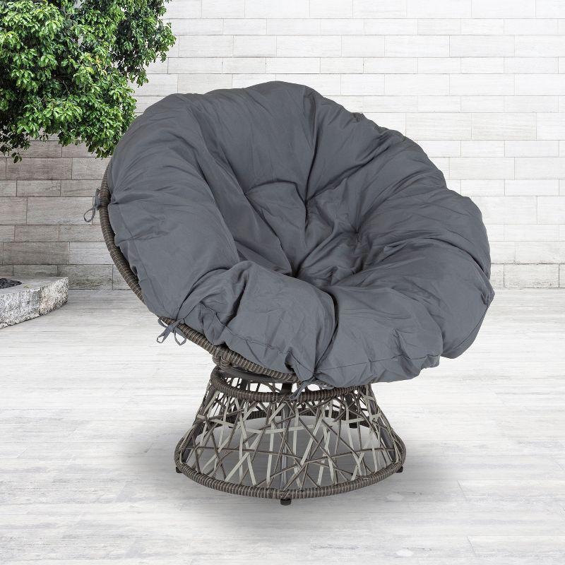 Flash Furniture Bowie Comfort Series Swivel Patio Chair with Dark Gray Cushion