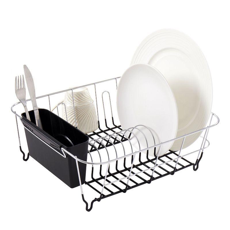 Chrome Plated Steel 2-Piece Small Dish Drainer - Black