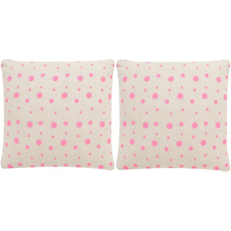 Polka Dots Feather Linen Throw Pillow