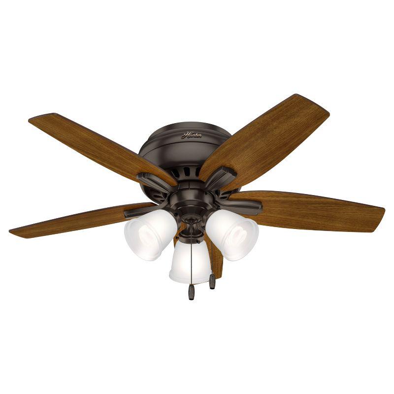 Hunter Fan Newsome 42" 5 - Blade Traditional Indoor Flush Mount Ceiling Fan with Lights and Pull Chains