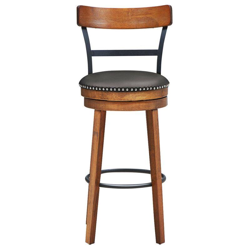 Costway 30.5'' BarStool Swivel Pub Height kitchen Dining Bar Chair with Rubber Wood Legs