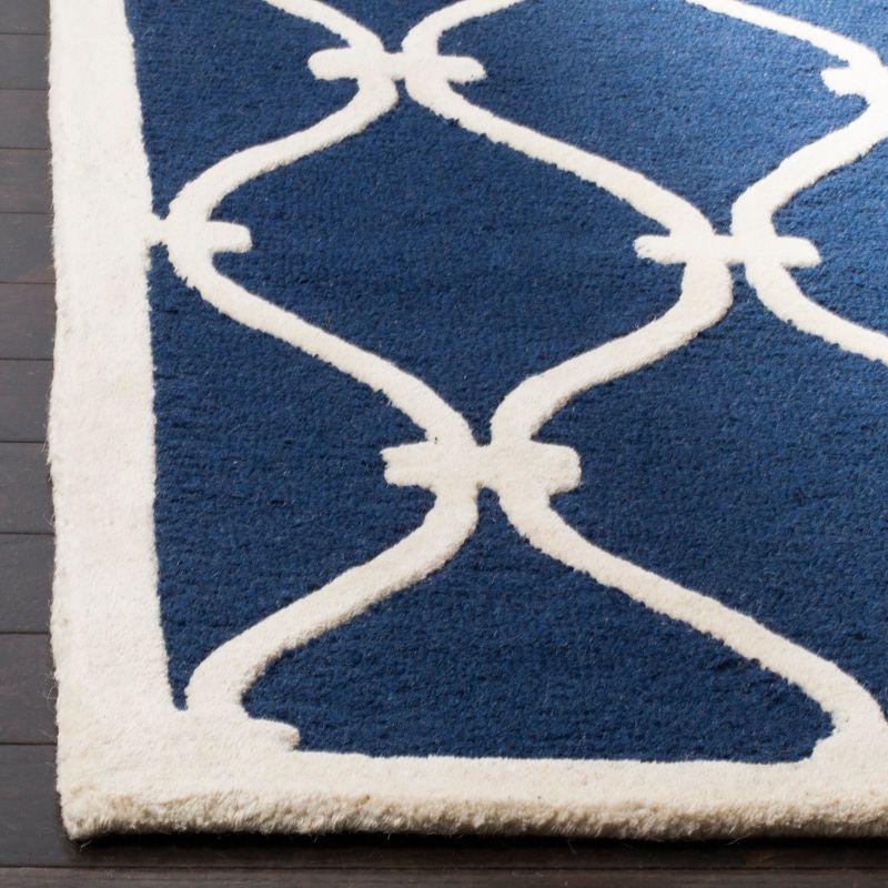 Hand-Tufted Navy & Ivory Wool Square Rug - 6'x6' Comfort