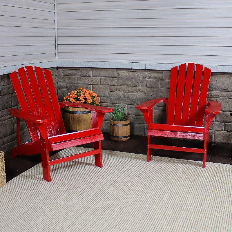 Sunnydaze Outdoor Coastal Bliss Painted Fir Wooden Lounge Backyard Patio Adirondack Chair - Red - 2pk