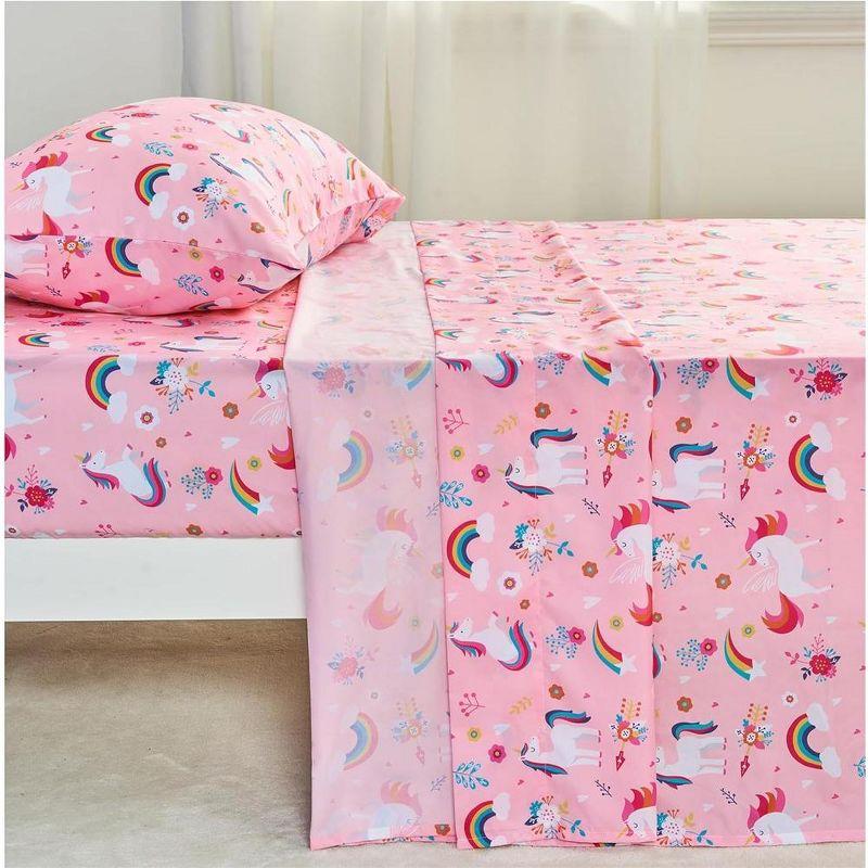Joyfy Kids Twin Sheet Set Unicorn- 3 Piece Soft Microfiber Bed Sheets- Cozy Toddler Bedding Set for Boys Girls Teens
