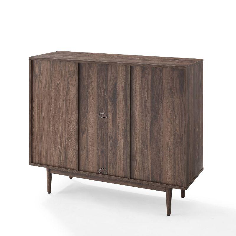 35.88" Liam 6 Cube Bookcase Walnut - Crosley: Mid-Century Design, Media Center-Compatible, Tapered Legs