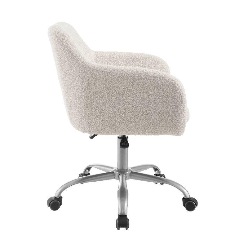 Contemporary Sherpa Swivel Office Chair in White