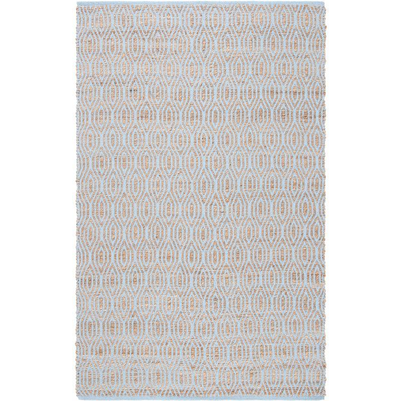 Silver and Natural Braided Cotton Rectangular Rug, 5' x 8'