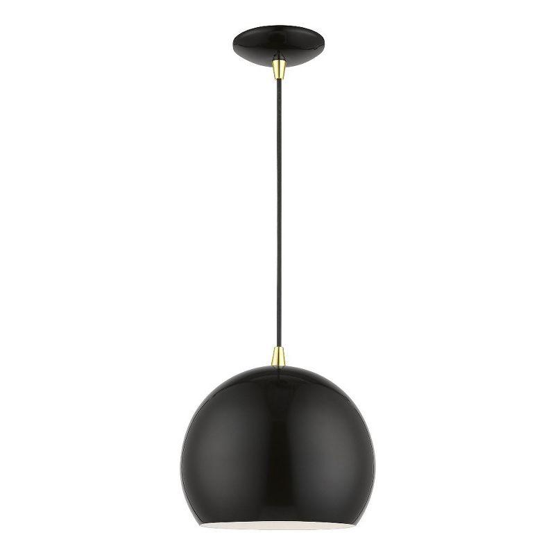 Livex Lighting Piedmont 1 - Light Pendant in  Shiny Black/Polished Brass