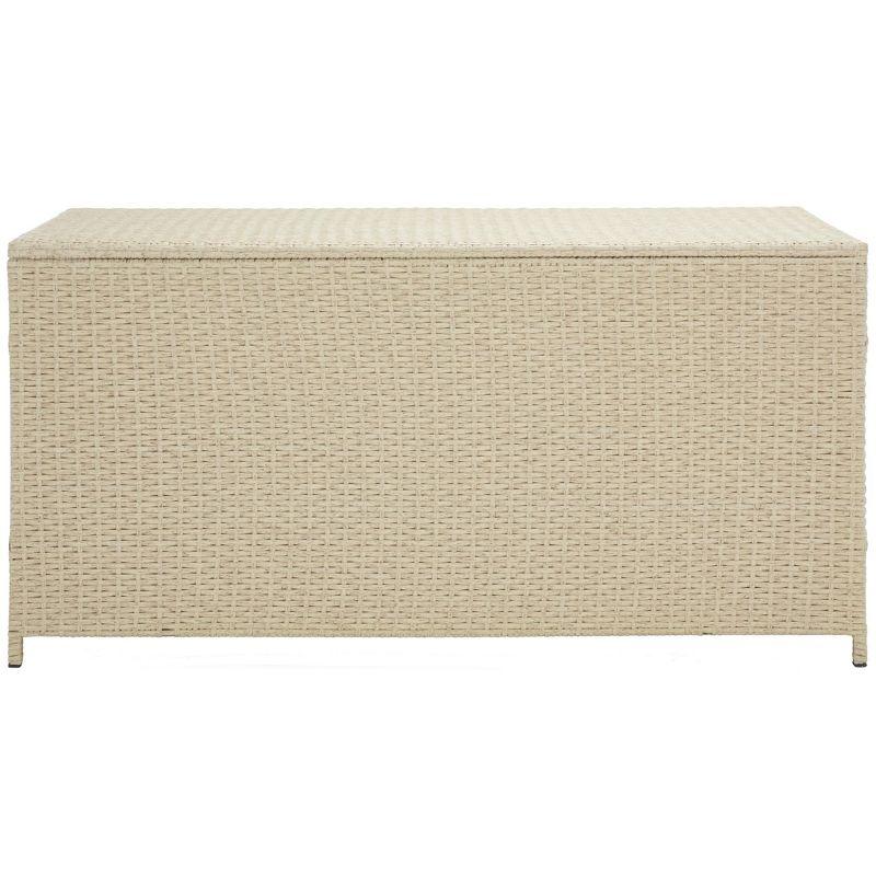 Oliveira Outdoor Cushion Deck Box - Beige/White Cushion - Safavieh