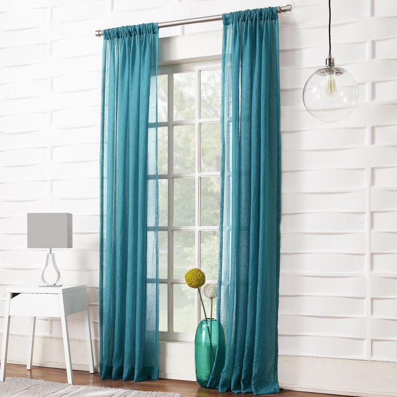 50"x95" No. 918 Sheer Avril Crushed Texture Rod Pocket Curtain Panel Marine: Sheer Curtain Panel, Polyester, 1 Piece