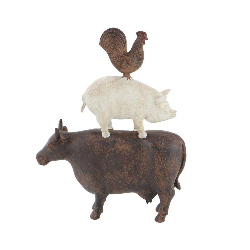 Olivia & May Amazing Animals Stack Sculpture 11"x14": Resin Farm Animal Figurines, Indoor Decorative Object