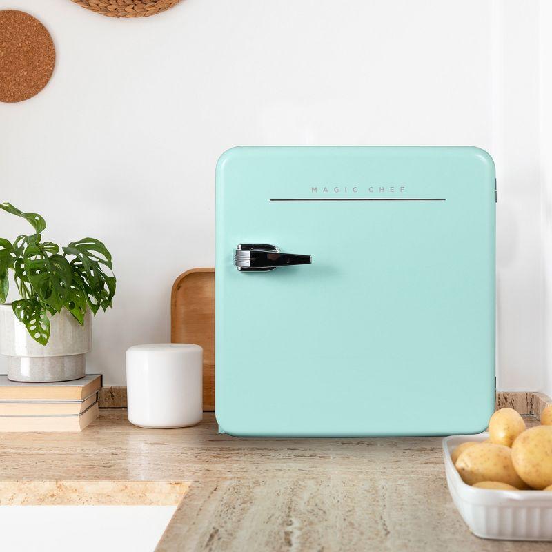 Magic Chef Magic Chef 1.6 Cubic Feet Retro Style Mini Fridge with Interior LED Light, Mint