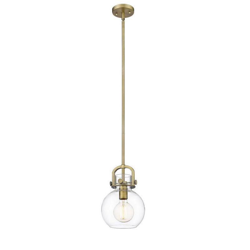 Newton Sphere Brushed Brass and Glass Globe Pendant Light