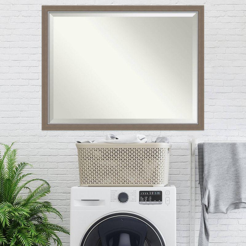 43" x 33" Eva Framed Bathroom Vanity Wall Mirror Brown - Amanti Art: Polystyrene Frame, Beveled Glass, Wall Mount