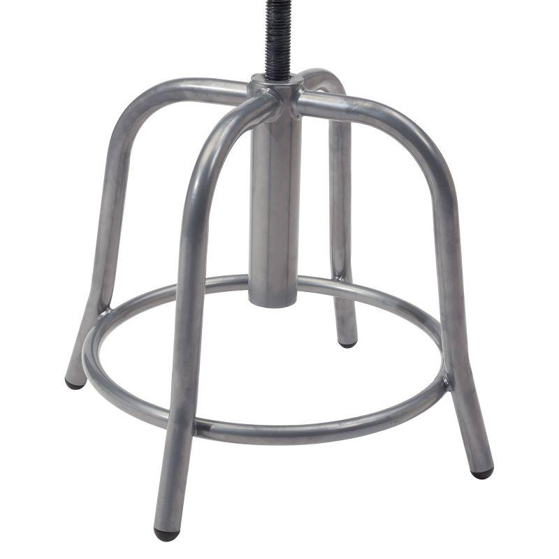 Adjustable Swivel Oak and Gray Metal Stool, 15"-25" Height