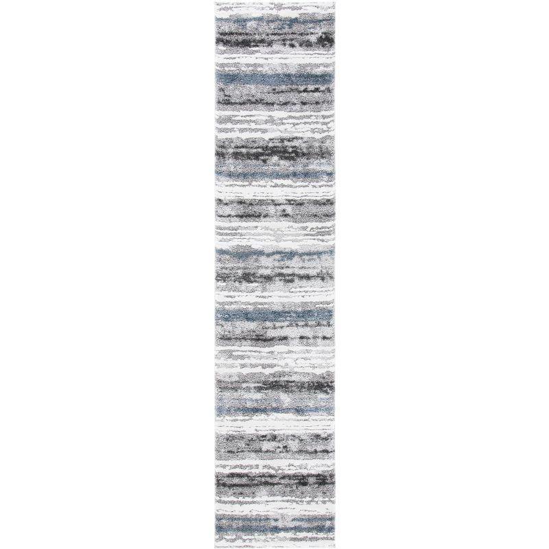 Century 2' x 9' Blue and Gray Abstract Runner Rug