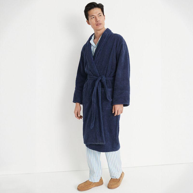 Lands' End Men's Calf Length Turkish Terry Robe - Medium - Deep Sea Navy