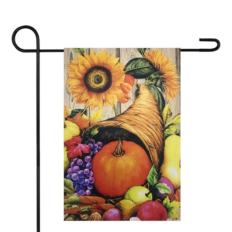 Bountiful Cornucopia Autumn Garden Flag Fruit Flowers 18" x 12.5" Briarwood Lane