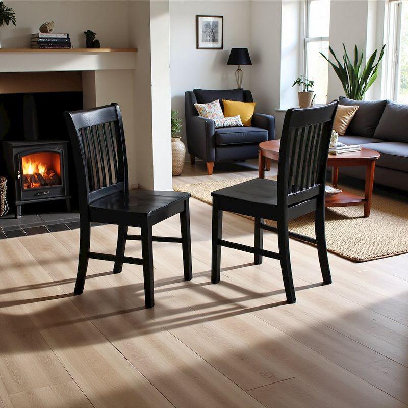 East West Furniture, Norfolk Dining Chair Wood Seat Black Finish, Set of 2